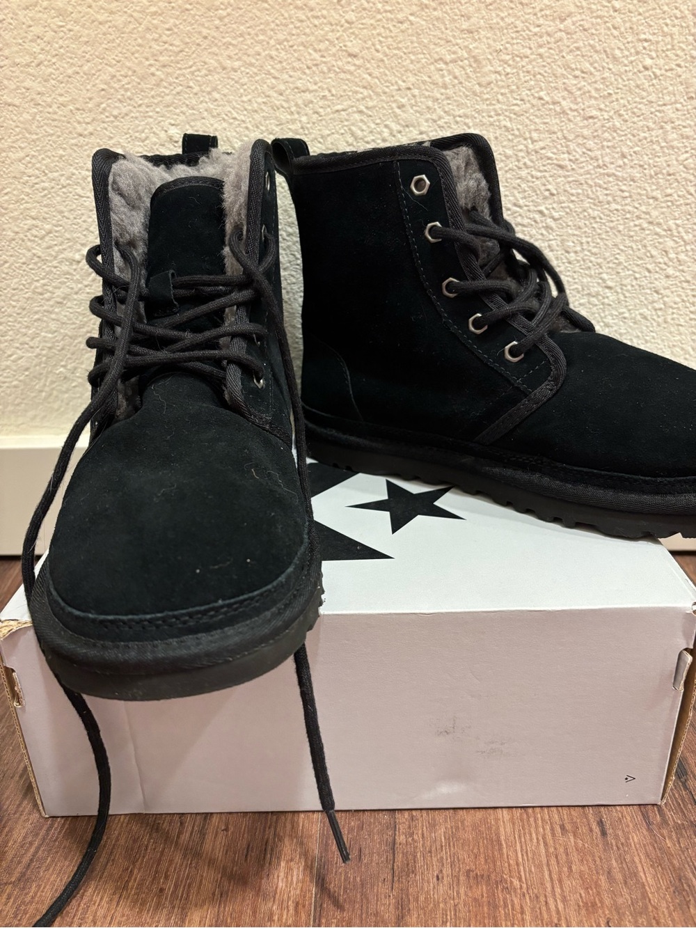 UGG Men's Black Suede Chukka Boots with Shearling Collar